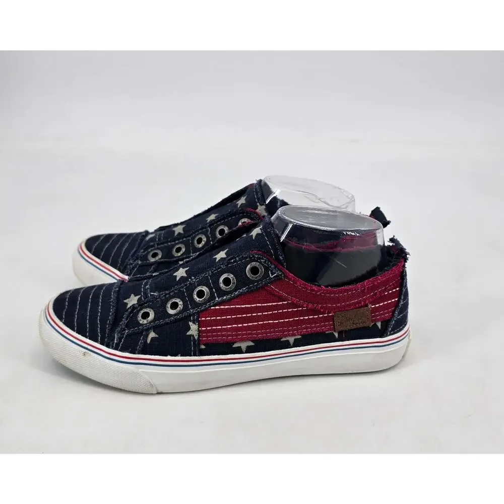Blowfish Malibu Play Sneaker‎ Women 7 Americana Stars Stripes Slip On Distressed